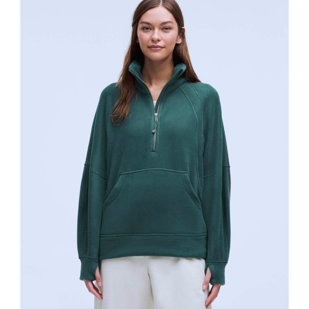 Lululemon Scuba Tumbled Fleece Funnel-Neck Half Zip Teal Green XS/S